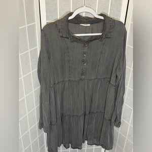 XL Gray Button Down Dress, Used— Excellent Condition